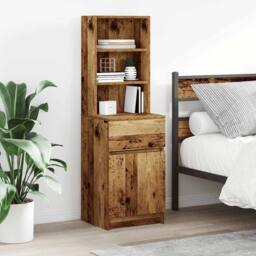 Berkfield Home Durable Bedside Cabinet Old Wood 39x35x125 cm Engineered Wood - Size: 39 x 35 x 125 cm - thumbnail 2