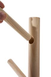 Living and Home 122cm Pine Wooden Coat Rack Garment Rack with 4 Hooks in Beige - thumbnail 9