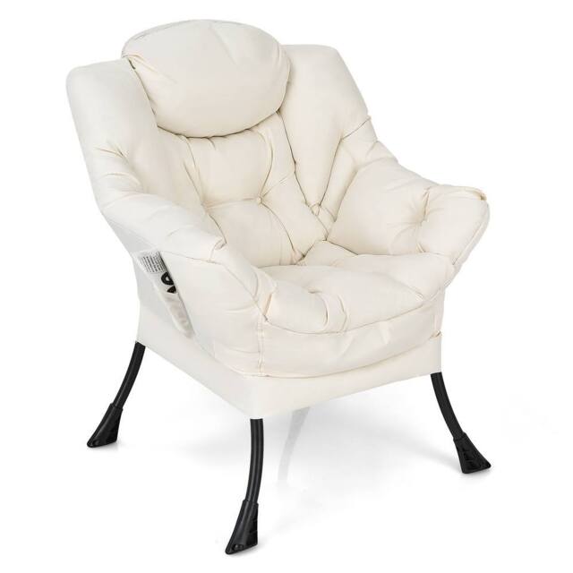 Gymax Elegant Recliner Chair Chic Lounge Armchair With Thick Cushion in Beige - image 1