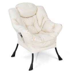 Gymax Elegant Recliner Chair Chic Lounge Armchair With Thick Cushion in Beige