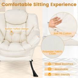 Gymax Elegant Recliner Chair Chic Lounge Armchair With Thick Cushion in Beige - thumbnail 7