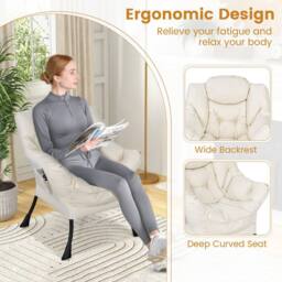 Gymax Elegant Recliner Chair Chic Lounge Armchair With Thick Cushion in Beige - thumbnail 6