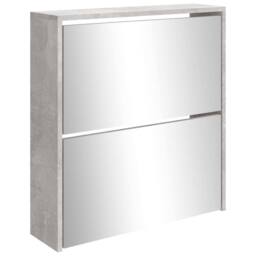 Berkfield Home Shoe Cabinet with Mirror 2-Layer Concrete Grey 63x17x67 cm - Size: 63 x 17 x 67 cm - thumbnail 4