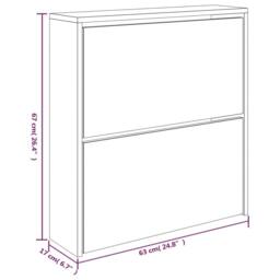 Berkfield Home Shoe Cabinet with Mirror 2-Layer Concrete Grey 63x17x67 cm - Size: 63 x 17 x 67 cm - thumbnail 8
