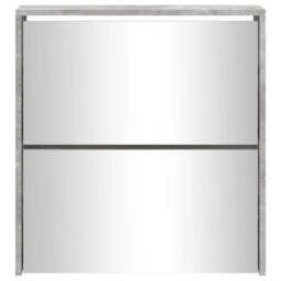 Berkfield Home Shoe Cabinet with Mirror 2-Layer Concrete Grey 63x17x67 cm - Size: 63 x 17 x 67 cm - thumbnail 5