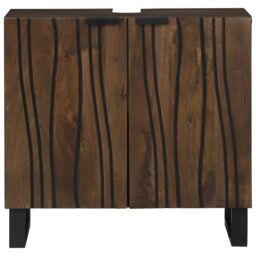 Berkfield Home Bathroom Sink Cabinet 62 x 33 x 58 cm ‚Äì Sturdy mango wood design in Brown - thumbnail 3