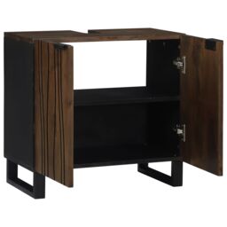 Berkfield Home Bathroom Sink Cabinet 62 x 33 x 58 cm ‚Äì Sturdy mango wood design in Brown - thumbnail 2