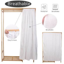 NESTLUNE Heavy Duty Clothes Rail Garment Wardrobe in Natural - thumbnail 3