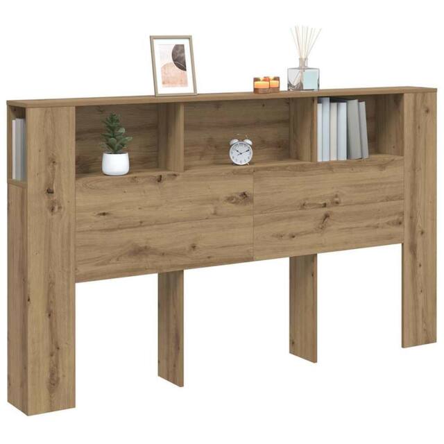 Berkfield Home Headboard Cabinet Artisian Oak 180x18.5x102.5 cm Engineered Wood in Brown - image 1