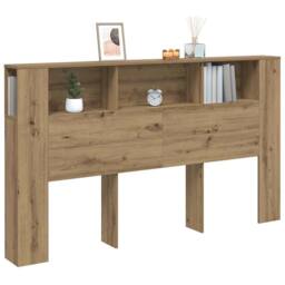Berkfield Home Headboard Cabinet Artisian Oak 180x18.5x102.5 cm Engineered Wood in Brown - thumbnail 1