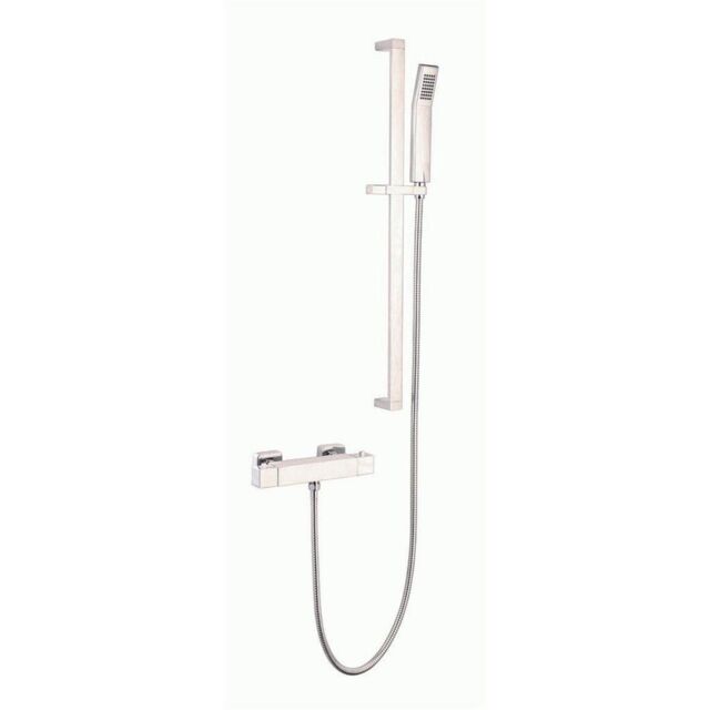 Clifton Chrome Hung Mixer Shower with Wall Hung Slide Rail Kit in Silver