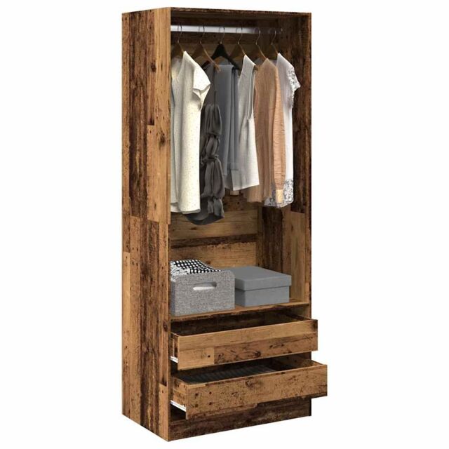 Berkfield Home Wardrobe Old Wood 80x50x200 cm Engineered Wood in Brown - Size: 80 x 50 x 200 cm - image 1