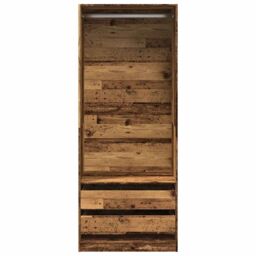 Berkfield Home Wardrobe Old Wood 80x50x200 cm Engineered Wood in Brown - Size: 80 x 50 x 200 cm - thumbnail 4
