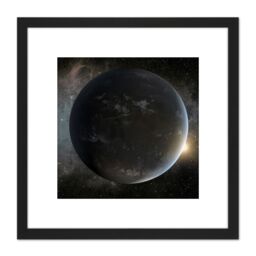 Artery8 Space NASA Planet Kepler-62f Morning Star Illustration 8X8 Inch Square Wooden Framed Wall Art Print Picture with Mount in Black - thumbnail 1