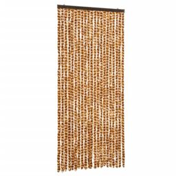 Berkfield Home Fly Curtain Ochre & White 90x200 cm Chenille in Yellow - thumbnail 2