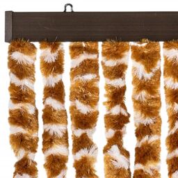 Berkfield Home Fly Curtain Ochre & White 90x200 cm Chenille in Yellow - thumbnail 4