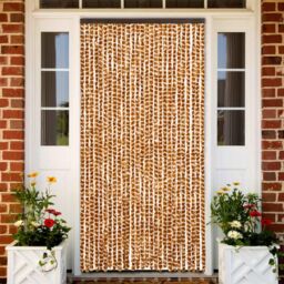 Berkfield Home Fly Curtain Ochre & White 90x200 cm Chenille in Yellow