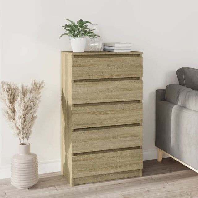 Berkfield Home Drawer Cabinet Sonoma Oak 60x36x103 cm Engineered Wood in Brown - Size: 60 x 36 x 103 cm - image 1