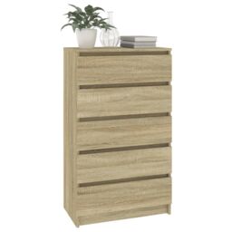 Berkfield Home Drawer Cabinet Sonoma Oak 60x36x103 cm Engineered Wood in Brown - Size: 60 x 36 x 103 cm - thumbnail 4