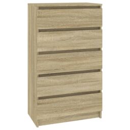 Berkfield Home Drawer Cabinet Sonoma Oak 60x36x103 cm Engineered Wood in Brown - Size: 60 x 36 x 103 cm - thumbnail 2