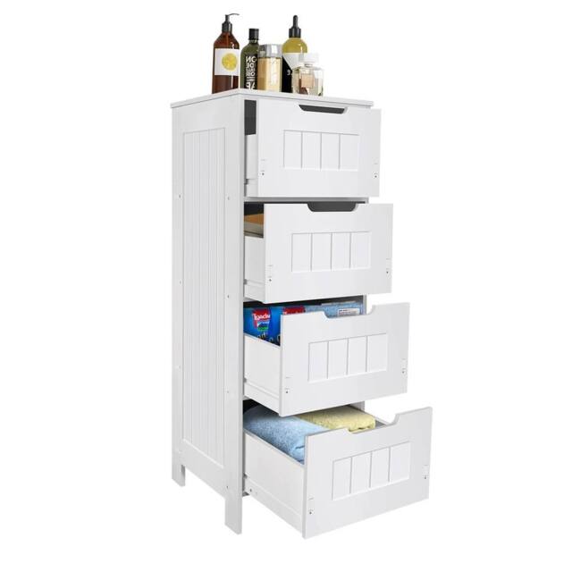 SPETLEK 4 Drawer Floor Storage Cabinet Waterproof Bathroom PVC in White - image 1