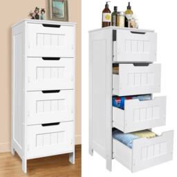 SPETLEK 4 Drawer Floor Storage Cabinet Waterproof Bathroom PVC in White - thumbnail 3