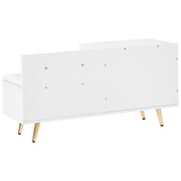 Wyld and Coco White Shoe Storage Bench 2 Compartments Ribbed Door Gold Tone - thumbnail 6