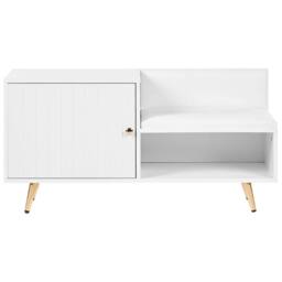 Wyld and Coco White Shoe Storage Bench 2 Compartments Ribbed Door Gold Tone - thumbnail 5