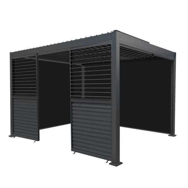 Monstershop Aluminium Pergola With Anthracite Blinds & 2 Shutter Panels - 3m x 4m in Grey - image 1