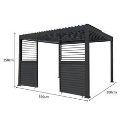 Monstershop Aluminium Pergola With Anthracite Blinds & 2 Shutter Panels - 3m x 4m in Grey - thumbnail 5