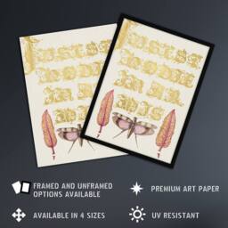 "Artery8 Chard & Red Winged Grasshopper Calligraphy Wall Art Print in Gold - Size: W12"" x H16""" - thumbnail 2