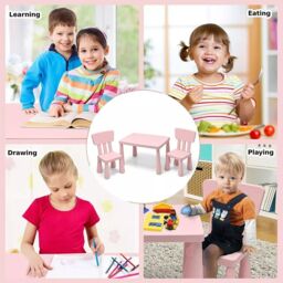 Costway 3 PCS Table & Chair Set Toddler Activity Center Writing Desk in Pink - thumbnail 5
