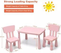 Costway 3 PCS Table & Chair Set Toddler Activity Center Writing Desk in Pink - thumbnail 2