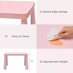 Costway 3 PCS Table & Chair Set Toddler Activity Center Writing Desk in Pink - thumbnail 4