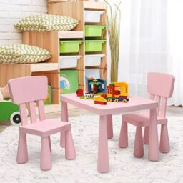 Costway 3 PCS Table & Chair Set Toddler Activity Center Writing Desk in Pink - thumbnail 3