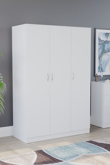 Home Discount Vida Designs Riano 3 Door Wardrobe Storage Organizer in White - image 1