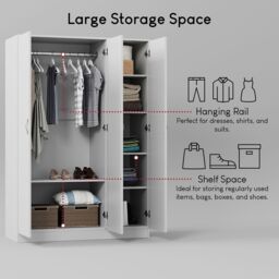 Home Discount Vida Designs Riano 3 Door Wardrobe Storage Organizer in White - thumbnail 6