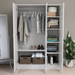 Home Discount Vida Designs Riano 3 Door Wardrobe Storage Organizer in White - thumbnail 5
