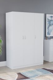 Home Discount Vida Designs Riano 3 Door Wardrobe Storage Organizer in White