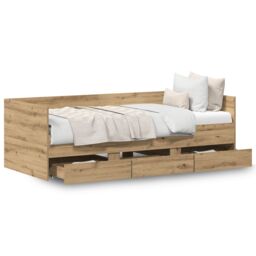 Berkfield Home Daybed Artisan oak Engineered wood 90 x 190 cm Durable Daybed in Brown - thumbnail 4