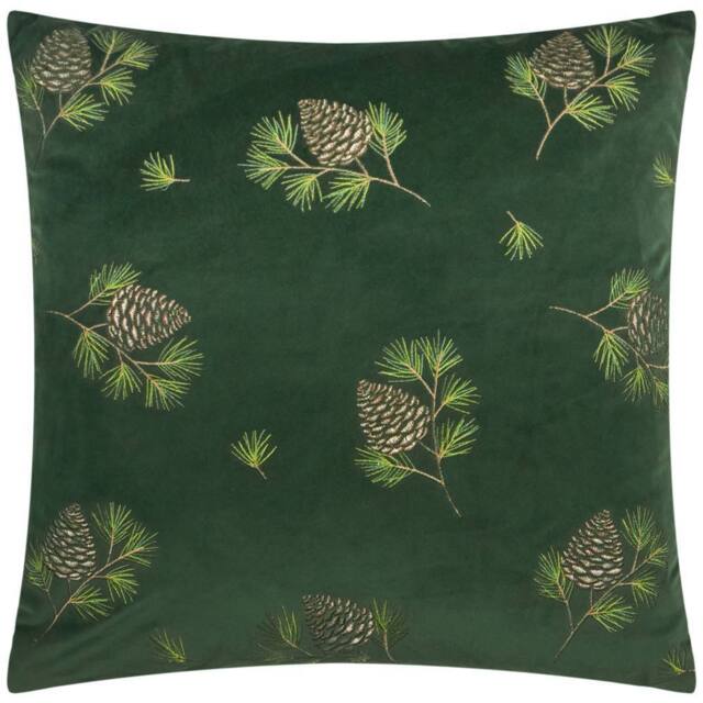 Furn Winter Pines Faux Fur Cushion in Green - Size: 43 cm x 43 cm - image 1