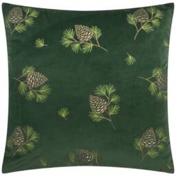 Furn Winter Pines Faux Fur Cushion in Green - Size: 43 cm x 43 cm - thumbnail 1