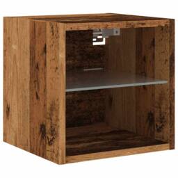 Berkfield Home TV Wall Cabinets with LED Lights 2 pcs Old Wood 30x28.5x30 cm in Brown - thumbnail 6
