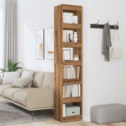 Berkfield Home Book Cabinet/Room Divider Artisan Oak 40x30x198 cm in Brown - Size: 40 x 30 x 198 cm - thumbnail 3