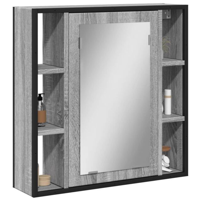 Berkfield Home Bathroom Mirror Cabinet Grey Sonoma 60x16x60 cm Engineered Wood - Size: 60 x 16 x 60 cm - image 1