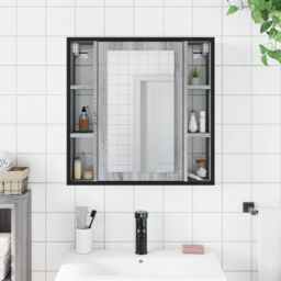 Berkfield Home Bathroom Mirror Cabinet Grey Sonoma 60x16x60 cm Engineered Wood - Size: 60 x 16 x 60 cm - thumbnail 3