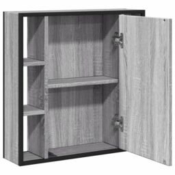 Berkfield Home Bathroom Mirror Cabinet Grey Sonoma 60x16x60 cm Engineered Wood - Size: 60 x 16 x 60 cm - thumbnail 6