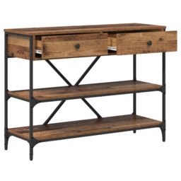 Berkfield Home Console Table Old Wood 100x34.5x75 cm Engineered Wood in Brown - thumbnail 4