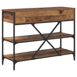 Berkfield Home Console Table Old Wood 100x34.5x75 cm Engineered Wood in Brown - thumbnail 7