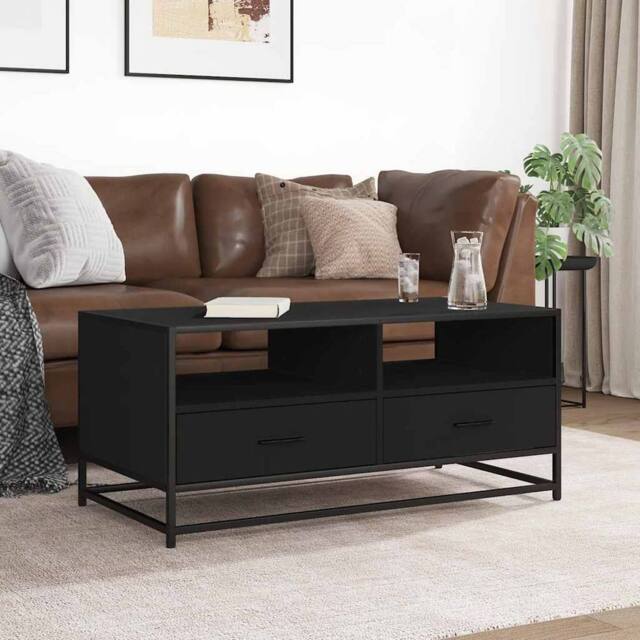 Berkfield Home Durable Coffee Table Black 100x50x45 cm Engineered Wood & Metal - Size: 100 x 50 x 45 cm - image 1
